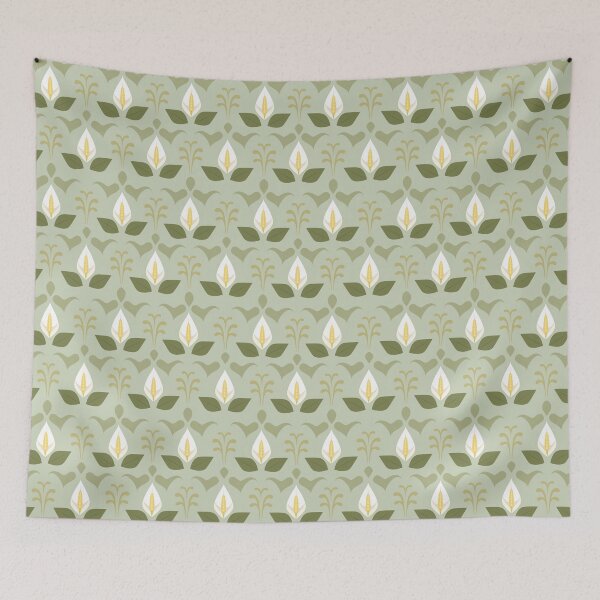 Item preview, Peace Lily Pattern Simple Graphic Design on Pale Green designed and sold by PaperRain.