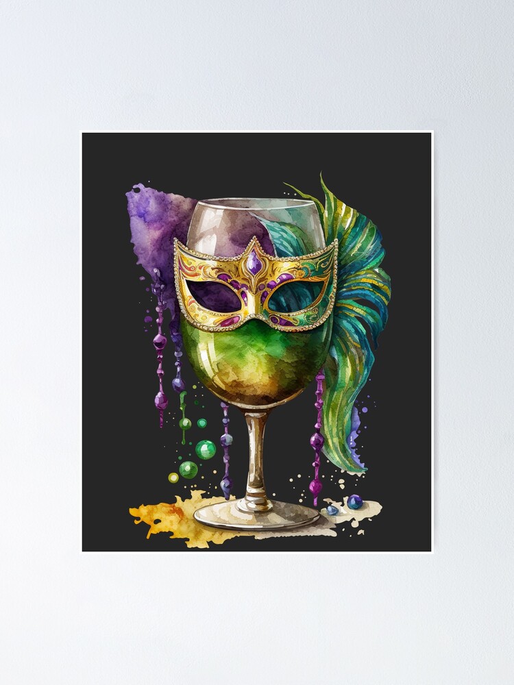 Mardi Gras Glass Of Wine Mask Women
