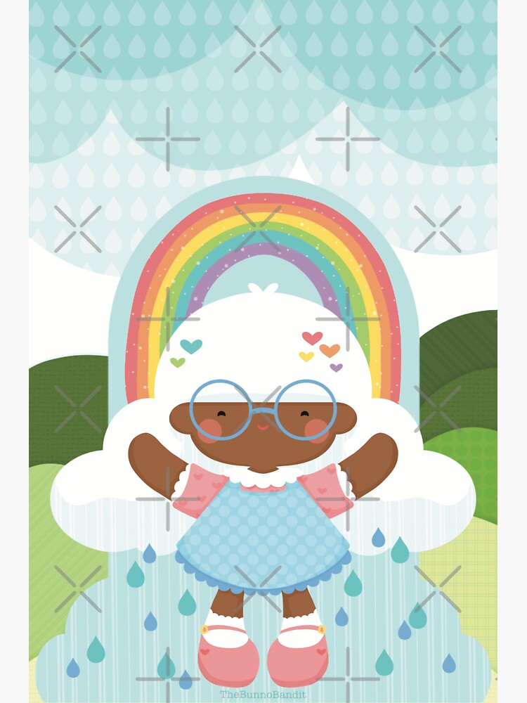 "Raincloud Hair Rainbow Raindrop Pastel Girl Nature Scene" Sticker for ...
