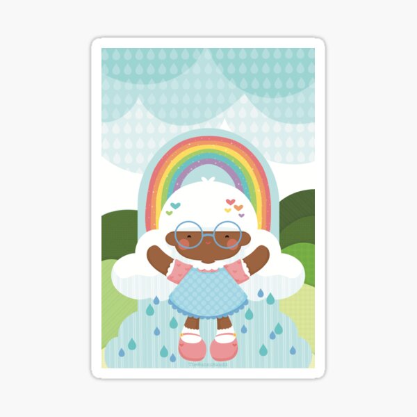 Raincloud Hair Rainbow Raindrop Pastel Girl Nature Scene Sticker