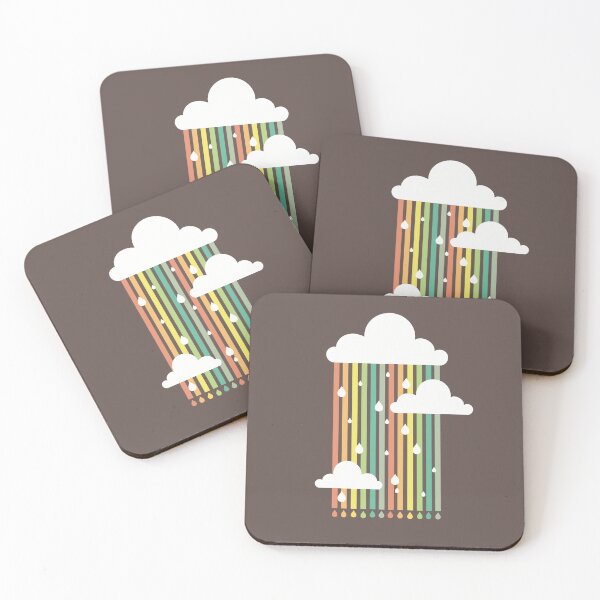 Item preview, Retro Muted Rainbow Stripe Raincloud Raindrops designed and sold by TheBunnoBandit.