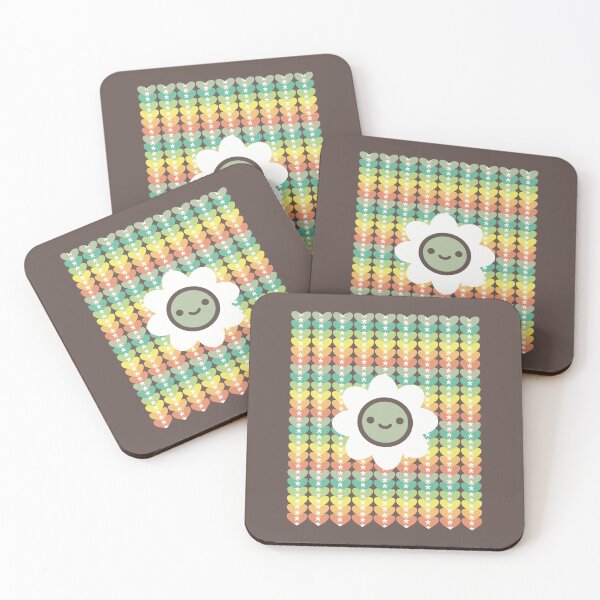 Item preview, Retro Heart Stripe Muted Rainbow Groovy Flower Pattern designed and sold by TheBunnoBandit.
