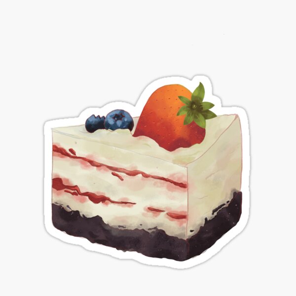 Strawberry blueberry cream cake Sticker