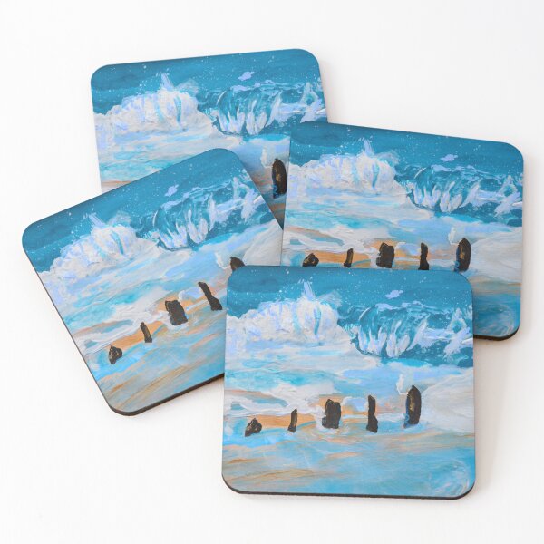 Item preview, wave crashing over groynes designed and sold by Sandy Maya's Artwork.