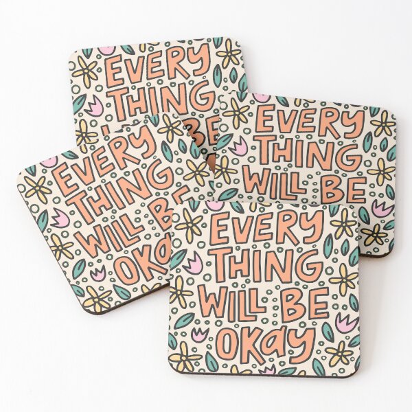 Item preview, Everything Will Be Okay Colorful Lettering - Positive motivation saying designed and sold by Mindy Bubble.
