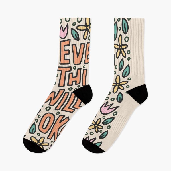 Item preview, Everything Will Be Okay Colorful Lettering - Positive motivation saying designed and sold by Mindy Bubble.