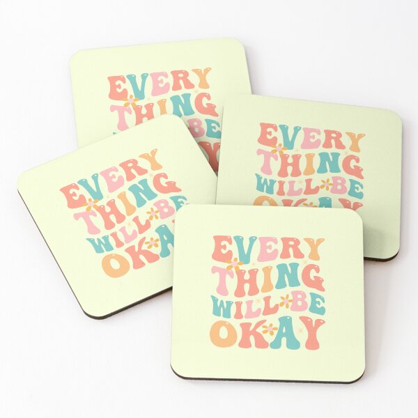 Item preview, Everything Will Be Okay Pastel Colorful Lettering - Positive self love saying designed and sold by Mindy Bubble.