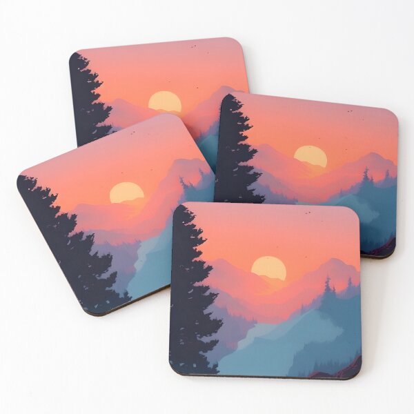 Item preview, Add a Touch of Beauty and Tranquility to Your Life with Our Gorgeous Minimalist Landscape Mountain View Sunrise Prints designed and sold by supeart.