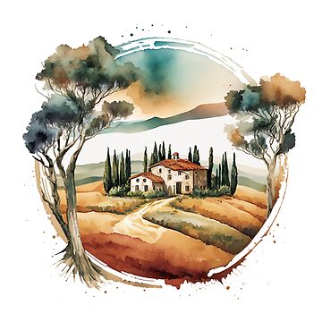 Watercolor Toscana landscape Watercolor Toscana landscape