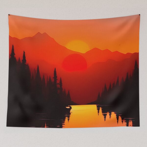 Item preview, Discover the Elegance and Charm of Our Collection of Minimalist Landscape Sunrise View and Trees Prints designed and sold by supeart.