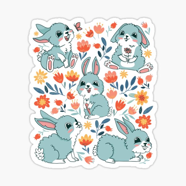 Item preview, Cottagecore-Style Shirt of Kawaii Rabbits | Goblincore & Forestcore-Inspired Floral Kawaii Rabbits T-Shirt designed and sold by ReefScene.