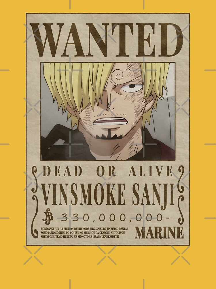 Vinsmoke Sanji Wanted poster one piece bounty (2023 updated price )  Essential T-Shirt for Sale by justchemsou