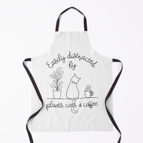 Item preview, Easily distracted by Plants Cats Coffee - Lineart for Cat and Coffee Lovers designed and sold by Designer-Girl.