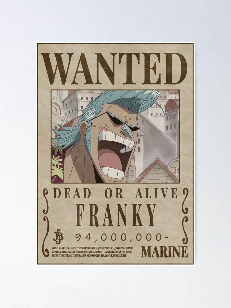 Franky Wanted poster one piece bounty (2023 updated price ) Poster for  Sale by justchemsou