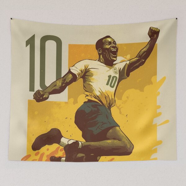 Item preview, Pele jumping and celebrating goal comic style designed and sold by comicc.