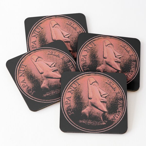 Item preview, Easter Island Head 2000 peso coin red designed and sold by Hammered Time.