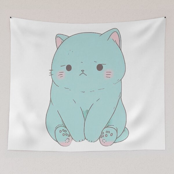 Item preview, Blue Constipated Cat  | Valentine's Day Gift | Anxious Cat Nervous Cat Shy Cat | Funny Looking Cat | Pastel Cats designed and sold by Synthetic-Intel.