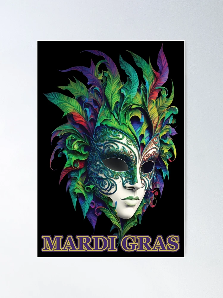 A colourful Margi gras for by | with feathers.\