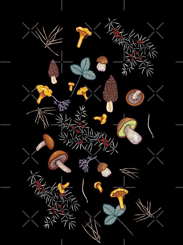 dark wild forest mushrooms by smalldrawing