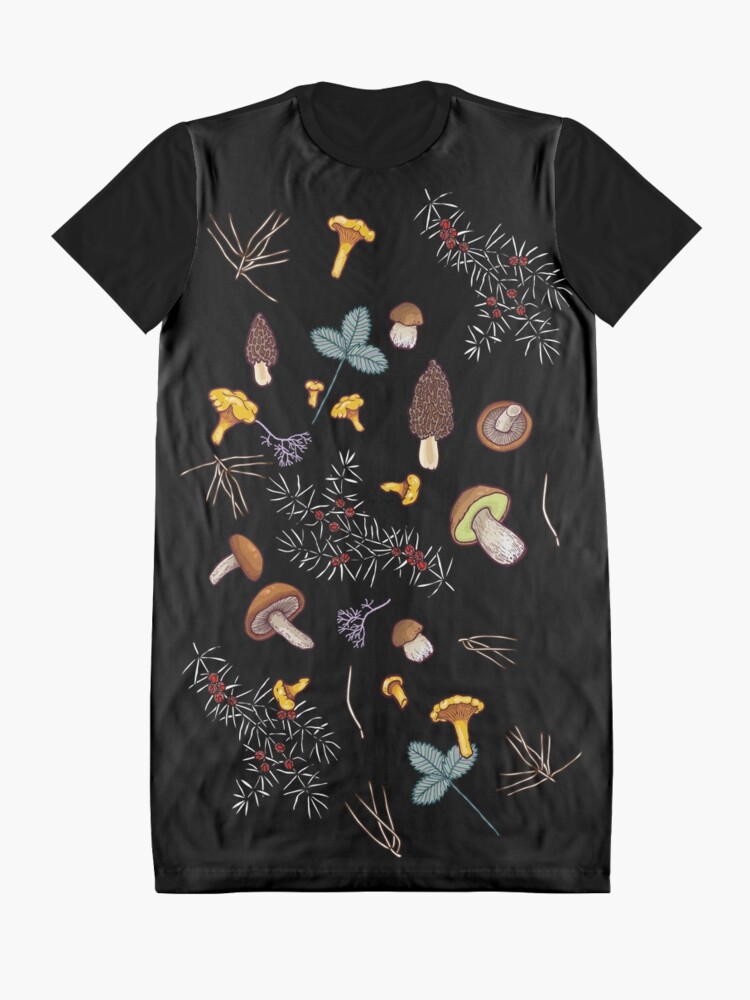 Alternate view of dark wild forest mushrooms Graphic T-Shirt Dress