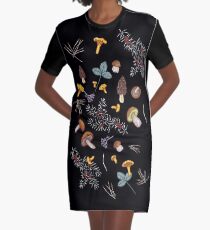 dark wild forest mushrooms Graphic T-Shirt Dress