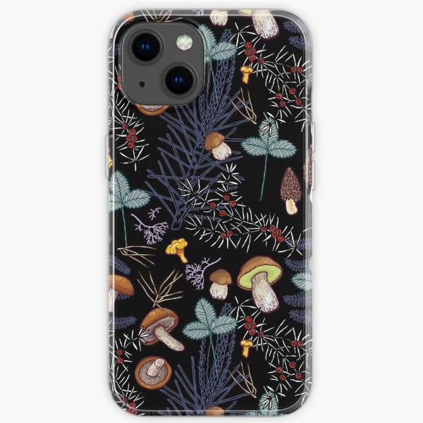 dark wild forest mushrooms iPhone Soft Case
