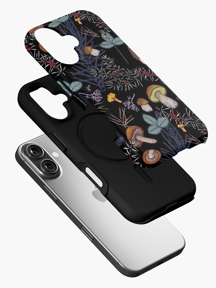 Thumbnail 2 of 4, iPhone Case, dark wild forest mushrooms designed and sold by smalldrawing.