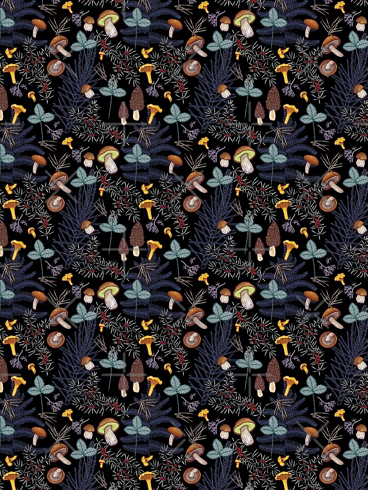 dark wild forest mushrooms by smalldrawing