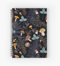dark wild forest mushrooms Spiral Notebook