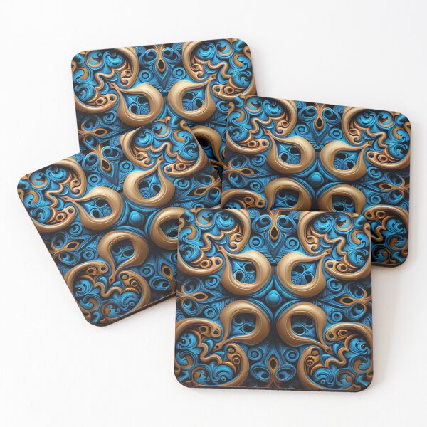 Item preview, Surreal Three Dimensional Blue Traditional Pattern Digital Painting designed and sold by CodeAndColors.