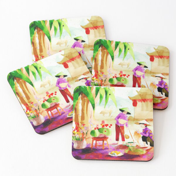 Item preview, Tet Vietnam , Vietnamese New Year , Watercolor Painting designed and sold by Color-Me-Blue.