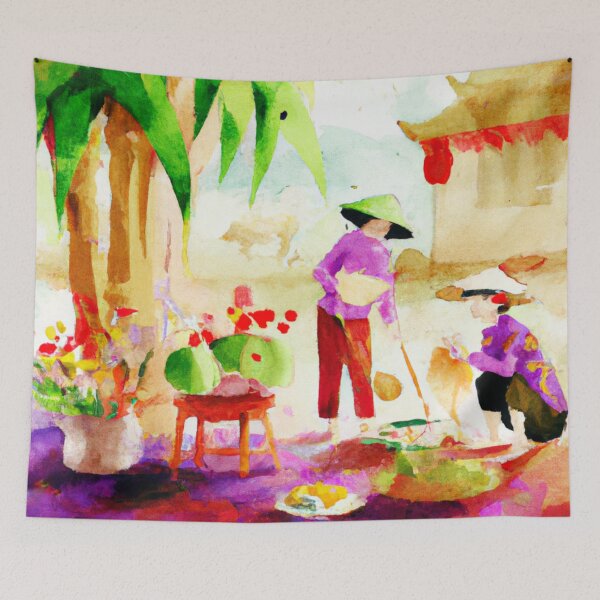 Item preview, Tet Vietnam , Vietnamese New Year , Watercolor Painting designed and sold by Color-Me-Blue.