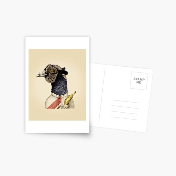 trendy guy pheasant with banana Postcard