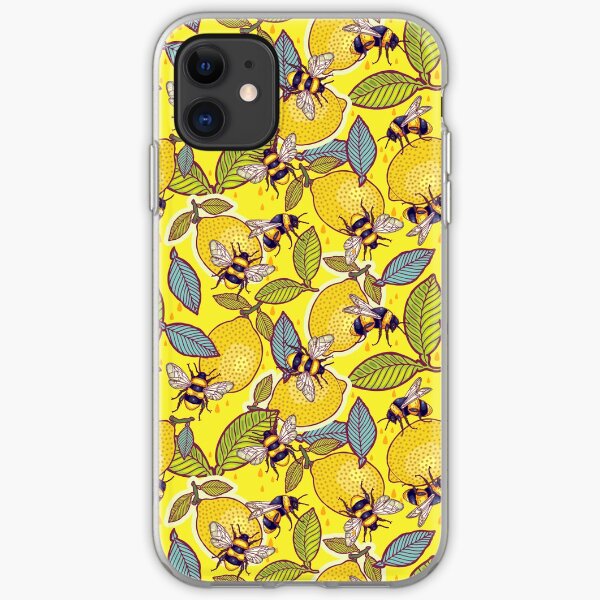 Yellow lemon and bee garden. iPhone Soft Case