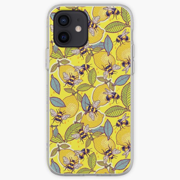 Yellow lemon and bee garden. iPhone Soft Case