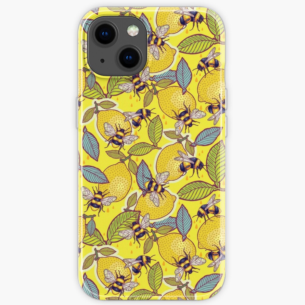 Yellow lemon and bee garden. iPhone Case