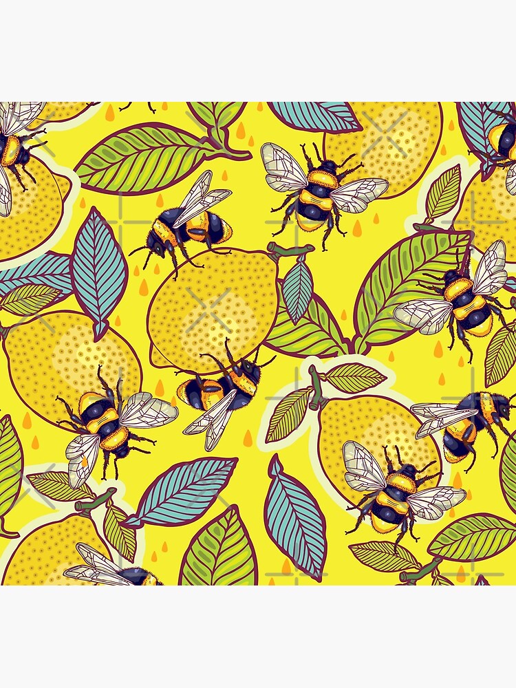 Yellow lemon and bee garden. by smalldrawing