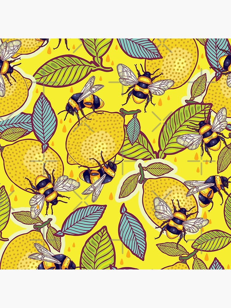 Yellow lemon and bee garden. by smalldrawing