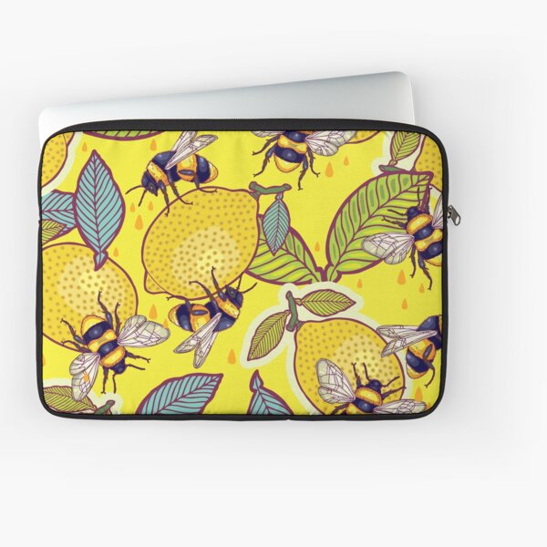 Yellow lemon and bee garden. Laptop Sleeve