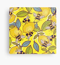 Yellow lemon and bee garden. Metal Print