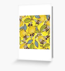 Yellow lemon and bee garden. Greeting Card