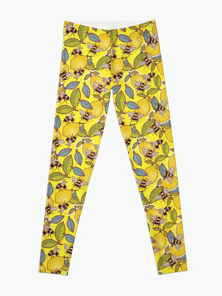 Alternate view of Yellow lemon and bee garden. Leggings