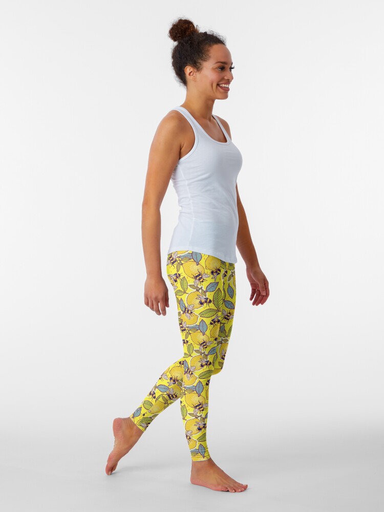 Alternate view of Yellow lemon and bee garden. Leggings
