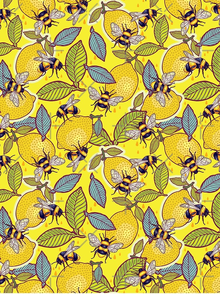 Yellow lemon and bee garden. by smalldrawing
