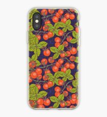 Vinilo o funda para iPhone noche misteriosa en el jardín espacial con tomates cherry y albahaca