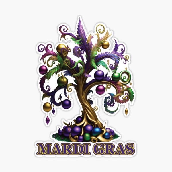 Mardi Gras Tree Sticker for Sale by nneubeck