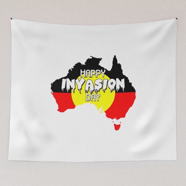 Item preview, Happy Invasion Day Aboriginal Flag Australia designed and sold by everything4eva.
