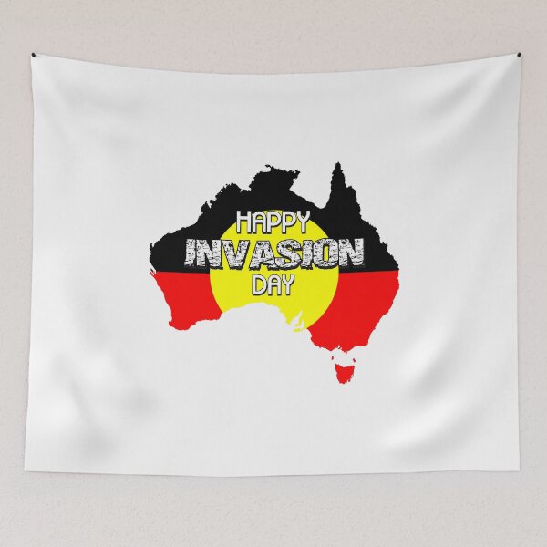 Item preview, Happy Invasion Day Aboriginal Flag Australia designed and sold by everything4eva.