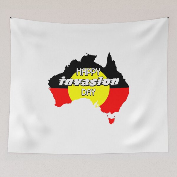 Item preview, Happy Invasion Day Aboriginal Flag Australia designed and sold by everything4eva.