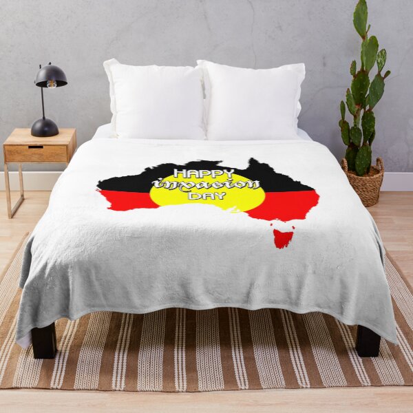 Item preview, Happy Invasion Day Aboriginal Flag Australia designed and sold by everything4eva.